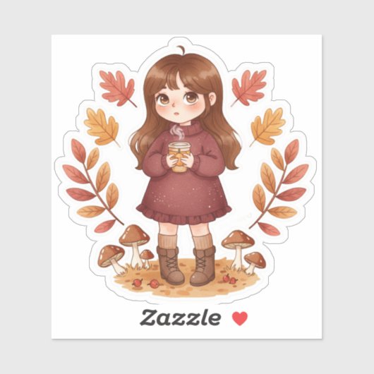 Little girl autumn sticker (Vel)