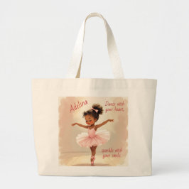 Little Girl Ballerina in Pink Tutu Personalized Grote Tote Bag