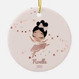 Little Girl Ballerina met Bow, Roos Gold Keramisch Ornament