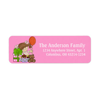 Little Girl Birthday Party d1 Return Address Label