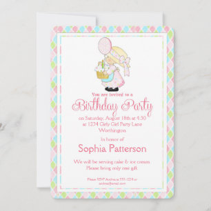 Little Girl Birthday Party Invite Country Girl d2 Kaart