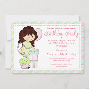 Little Girl Birthday Party Invite Girly Girl d1 Kaart