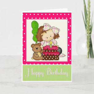 Little Girl Cake Bonne carte d'anniversaire 4