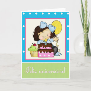 Little Girl Cake Portugais Carte d'anniversaire 1