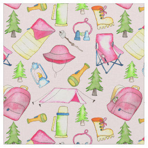 Little Girl Camping thema Gear Pink Stof