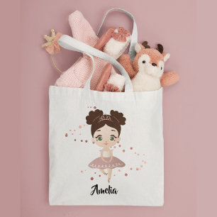 Little Girl Dancing Ballerina w/Crown, Roos Gold Tote Bag