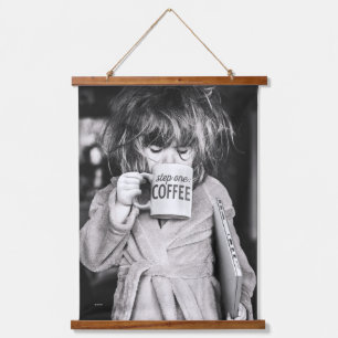 Little Girl Drink koffie Hangend Wandkleed