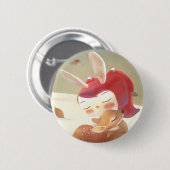 Little Girl Hugging Deer Ronde Button 5,7 Cm (Voorkant /achterkant)