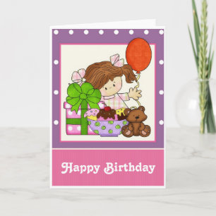 Little Girl Ice Cream Customize Birthday Kaart 1