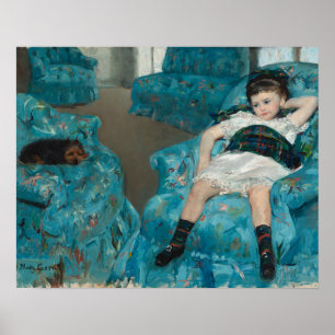 Little Girl in a Blue Armstoel (door Mary Cassatt) Poster