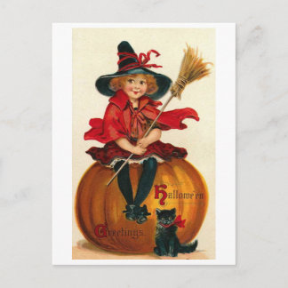 Little Girl in Witch Costume Briefkaart