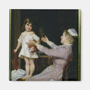 Little Girl met een Doll and Her Nurse, 1896 Magneet
