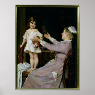 Little Girl met een Doll and Her Nurse, 1896 Poster
