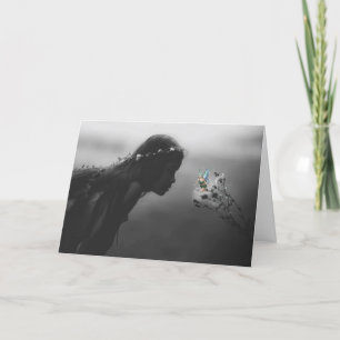 Little Girl met Fairy Birthday Wenskaart Kaart