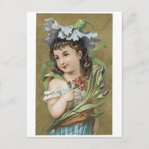 Little Girl met Flowers Trading Card Briefkaart
