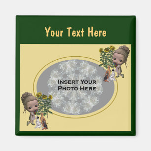 Little Girl met Puppies Foto Magneet