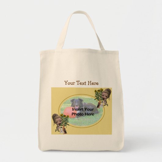 Little Girl met Puppies Foto Tote Bag (Voorkant)