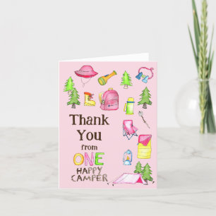 Little Girl One Happy Camper eerste verjaardagsfee Bedankkaart