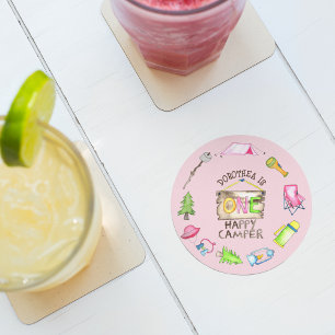 Little Girl One Happy Camper eerste verjaardagsfee Ronde Kartonnen Onderzetter
