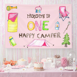 Little Girl One Happy Camper eerste verjaardagsfee Spandoek
