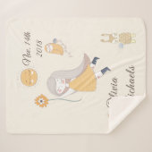 Little Girl Owl Rabbit Personalized Date and Name Sherpa Deken (Voorkant (horizontaal))