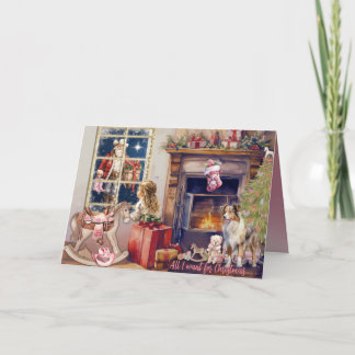 Little Girl, Pink Cowboy Boots for Christmas Card Feestdagen Kaart