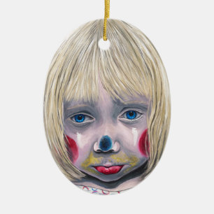 Little Girl Sad Clown Keramisch Ornament