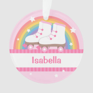 Little Girl Skater Rainbow en Stars gepersonalisee Ornament