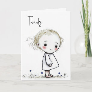 Little Girl Sketch Dank je wel Kaart
