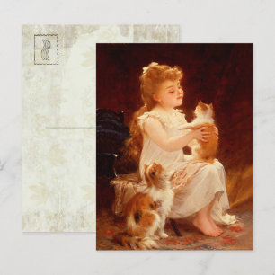 Little Girl-spellen met de kitten (1893) Briefkaart