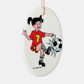 Little Girl Spelling Soccer Keramisch Ornament (Rechts)