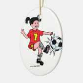 Little Girl Spelling Soccer Keramisch Ornament (Links)