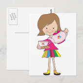 Little Girl Tea Briefkaart (Voorkant / Achterkant)