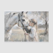 Little Girl Witte Paard Decoupage Tissuepapier (Voorkant)