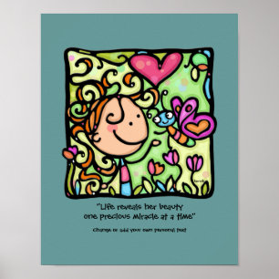 Little Girlie houdt van haar Butterfly.CUSTOMTeal Poster