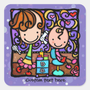 Little Girlie speelt Hair Stylist PAARSE sticker