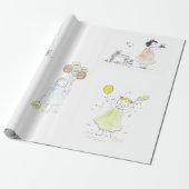 Little Girls Birthday Cadeaupapier (Uitgerold)