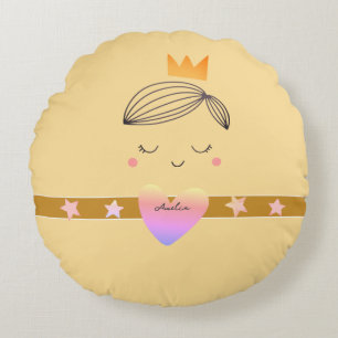 Little Girls Boho Princess Buttercream Yellow Rond Kussen