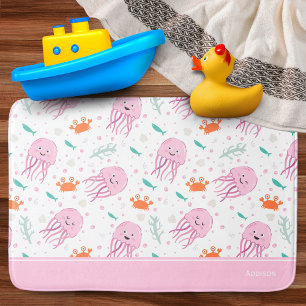 Little Girls Pink Ocean Jellyfish and Crab Pattern Badmat