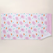 Little Girls Pink Ocean Jellyfish and Crab Pattern Strandlaken (Voorkant)