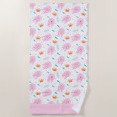 Little Girls Pink Ocean Jellyfish and Crab Pattern Strandlaken (Voorkant)