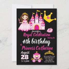 Little Girls Princess Castle Tiara Birthday Party Kaart