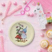 Little Gnome Girl, Daisies, Toadstool Original Art Papieren Bordje (Feest)