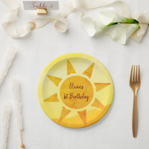 Little Gold Sunshine Boho Birthday Paper Borden Papieren Bordje