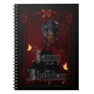 Little Gothic Devil Girl Happy Birthday Note Book Notitieboek