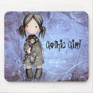 Little Gothic Girl met Skull Mousepad Muismat