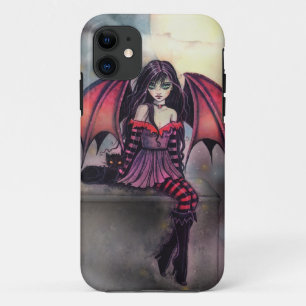 Little Gothic Halloween Fairy Vampire and Cat iPhone 11 Hoesje