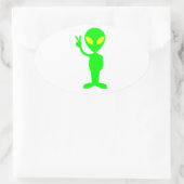 Little Green Alien Ovale Sticker (Tas)