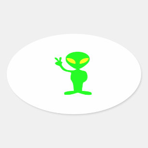 Little Green Alien Ovale Sticker