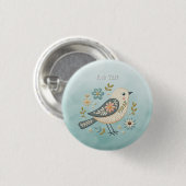 Little Green Bird Floral Button (Voorkant /achterkant)